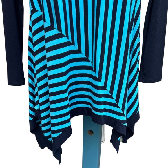 Kate & Mallory Long Sleeve Scoop Neck Mini Dress Black & Turquoise Size Small - Picture 3 of 8
